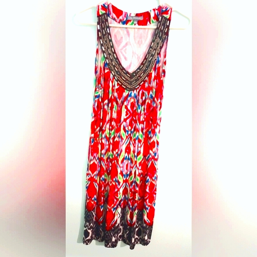 NY Collection Fiery Jeweled Collard Dress